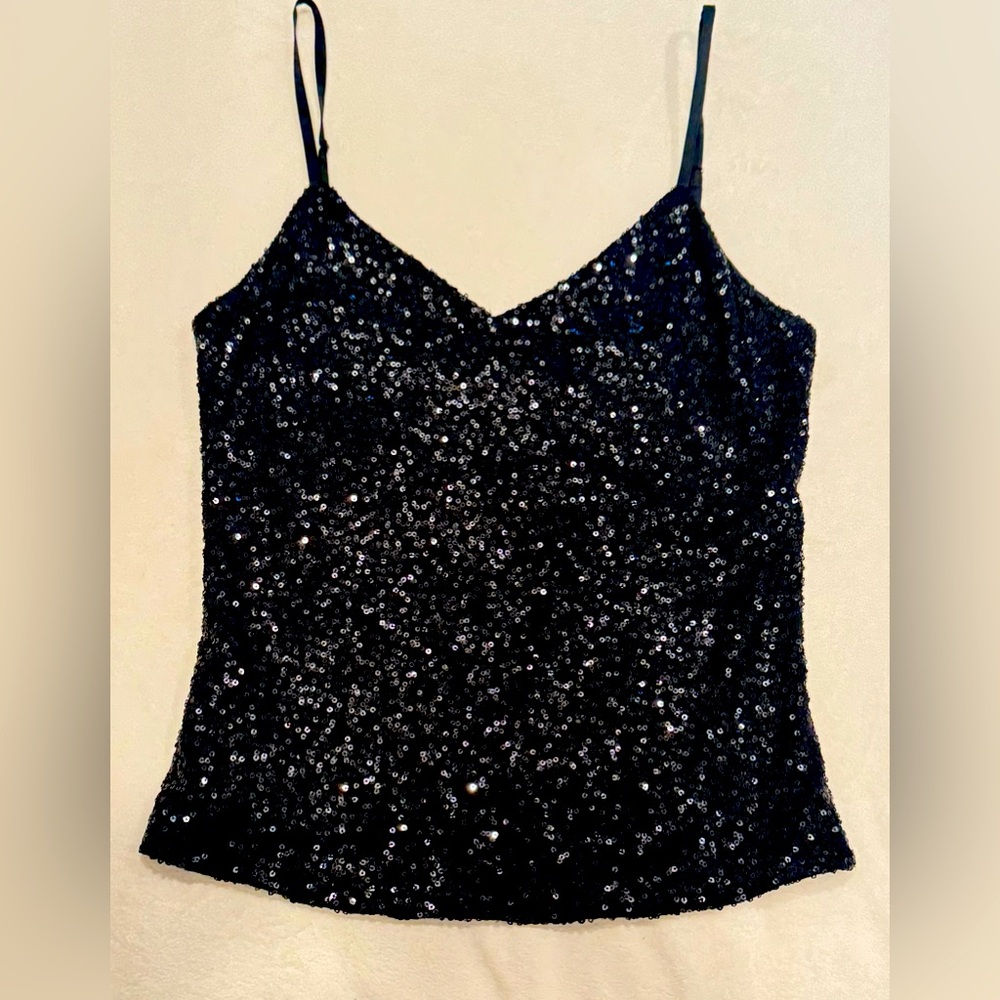 Limited stretch top with full sequin front built in bra m